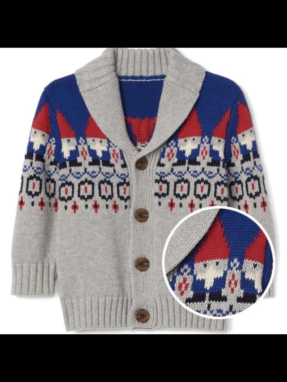 Baby Gap gnome Fair Isle Knit shawl cardigan sweater